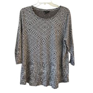 Lucky Brand Gray 3/4 Sleeve Boxy Blouse Plus Size 1X